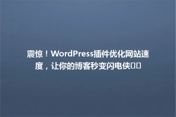 震惊！WordPress插件优化网站速度，让你的博客秒变闪电侠⚡️ 一