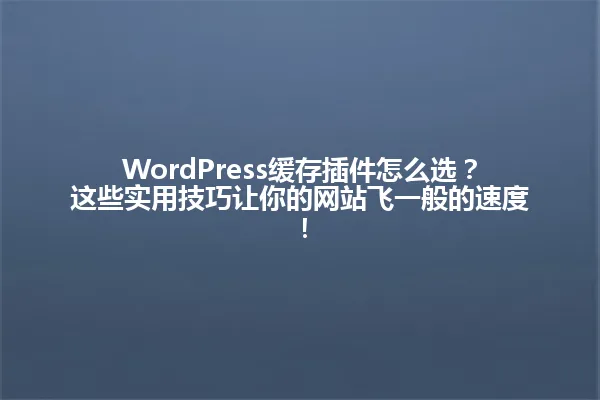 WordPress缓存插件怎么选?这些实用技巧让你的网站飞一般的速度! 一