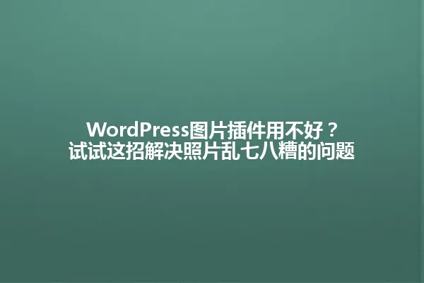 WordPress图片插件用不好?试试这招解决照片乱七八糟的问题 一