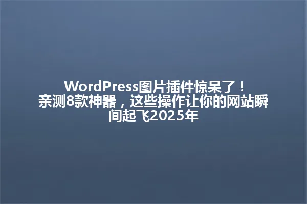 WordPress图片插件惊呆了!亲测8款神器,这些操作让你的网站瞬间起飞2025年 一