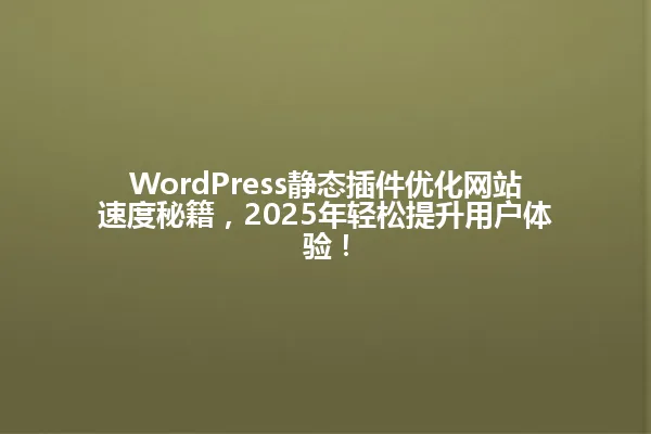 WordPress静态插件优化网站速度秘籍,2025年轻松提升用户体验! 一