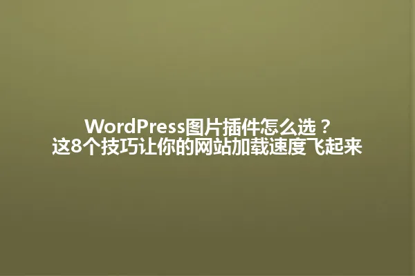 WordPress图片插件怎么选?这8个技巧让你的网站加载速度飞起来 一