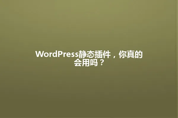 WordPress静态插件，你真的会用吗？ 一