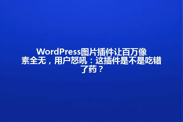WordPress图片插件让百万像素全无,用户怒吼:这插件是不是吃错了药? 一