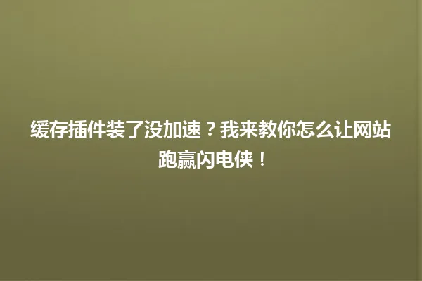 缓存插件装了没加速?我来教你怎么让网站跑赢闪电侠! 一