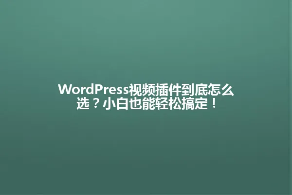 WordPress视频插件到底怎么选？小白也能轻松搞定！ 一