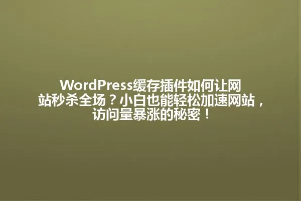 WordPress缓存插件如何让网站秒杀全场?小白也能轻松加速网站,访问量暴涨的秘密! 一