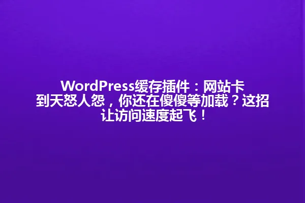 WordPress缓存插件:网站卡到天怒人怨,你还在傻傻等加载?这招让访问速度起飞! 一