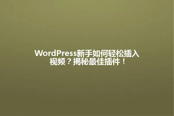 WordPress新手如何轻松插入视频？揭秘最佳插件！ 一