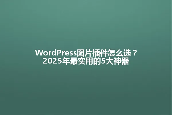 WordPress图片插件怎么选?2025年最实用的5大神器 一