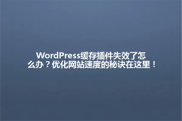 WordPress缓存插件失效了怎么办?优化网站速度的秘诀在这里! 一