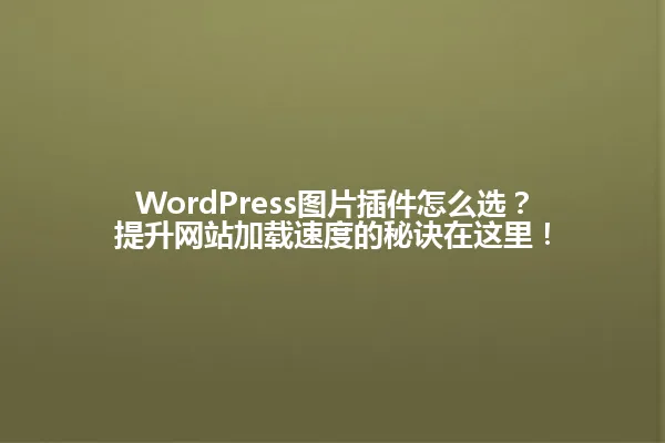 WordPress图片插件怎么选?提升网站加载速度的秘诀在这里! 一