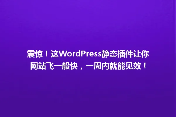 震惊!这WordPress静态插件让你网站飞一般快,一周内就能见效! 一