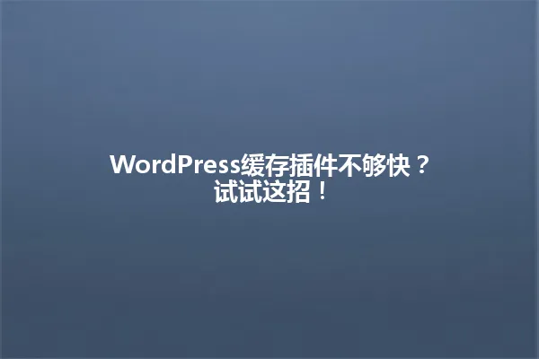 WordPress缓存插件不够快?试试这招! 一