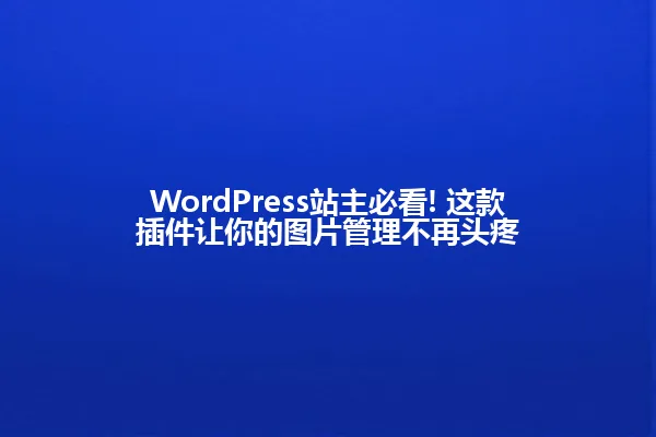 WordPress站主必看! 这款插件让你的图片管理不再头疼 一