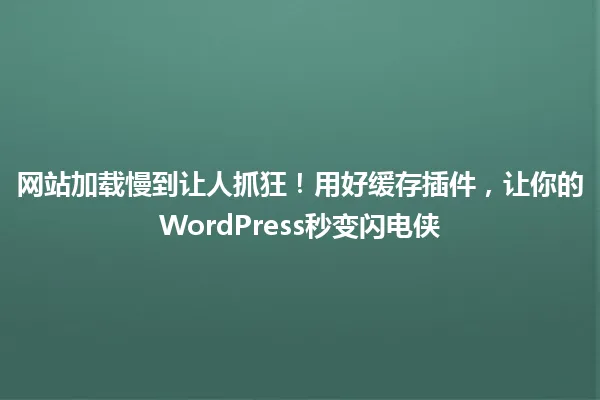 网站加载慢到让人抓狂!用好缓存插件,让你的WordPress秒变闪电侠 一