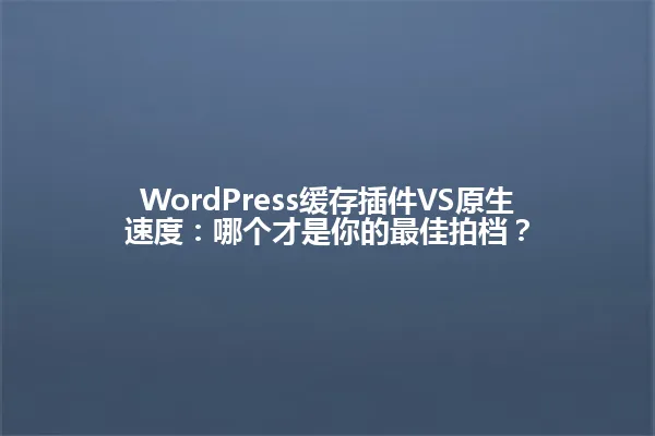 WordPress缓存插件VS原生速度:哪个才是你的最佳拍档? 一