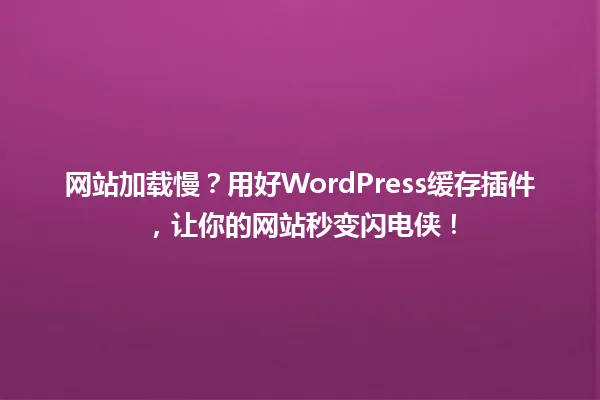 网站加载慢?用好WordPress缓存插件,让你的网站秒变闪电侠! 一