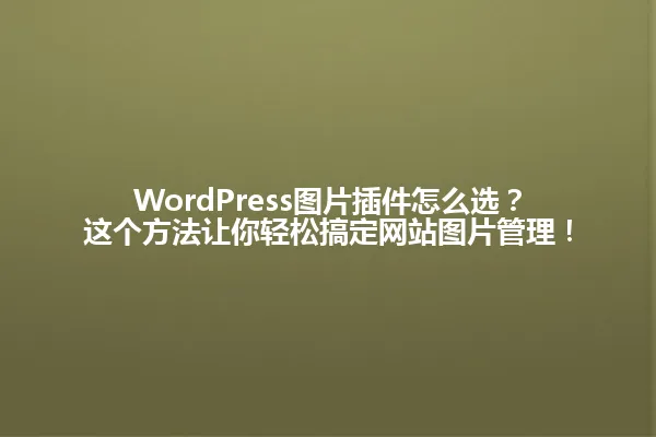 WordPress图片插件怎么选?这个方法让你轻松搞定网站图片管理! 一