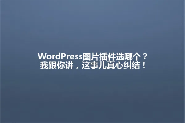 WordPress图片插件选哪个?我跟你讲,这事儿真心纠结! 一