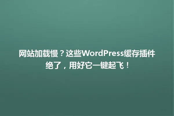 网站加载慢?这些WordPress缓存插件绝了,用好它一键起飞! 一