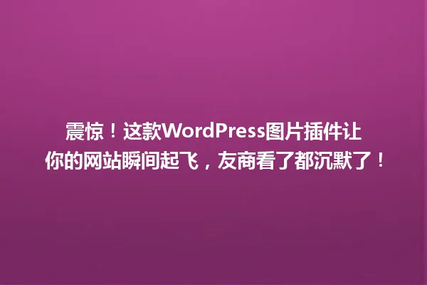 震惊!这款WordPress图片插件让你的网站瞬间起飞,友商看了都沉默了! 一