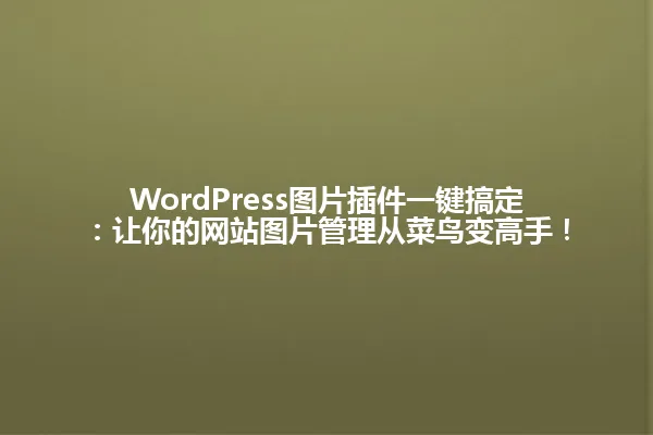 WordPress图片插件一键搞定:让你的网站图片管理从菜鸟变高手! 一