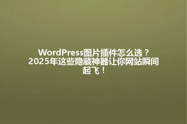 WordPress图片插件怎么选?2025年这些隐藏神器让你网站瞬间起飞! 一