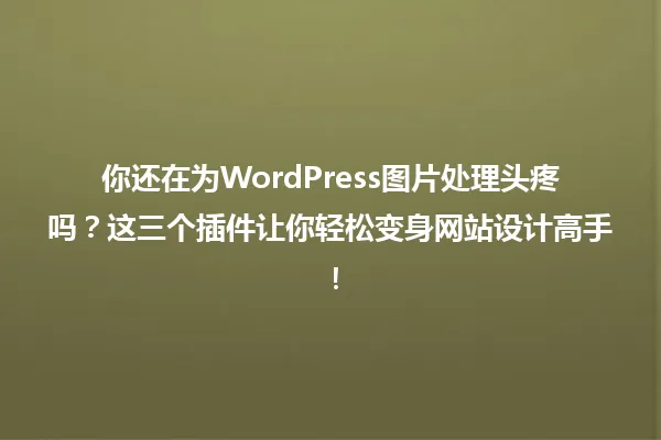 你还在为WordPress图片处理头疼吗？这三个插件让你轻松变身网站设计高手！ 一