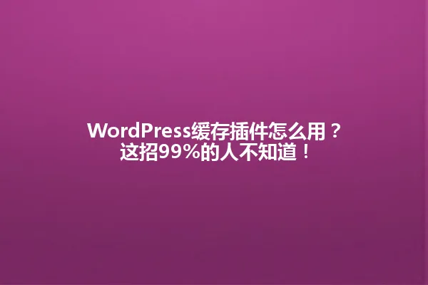 WordPress缓存插件怎么用?这招99%的人不知道! 一