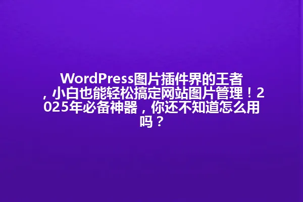 WordPress图片插件界的王者,小白也能轻松搞定网站图片管理!2025年必备神器,你还不知道怎么用吗? 一