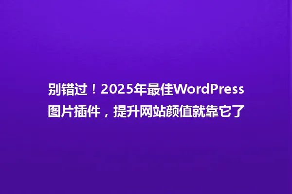 别错过!2025年最佳WordPress图片插件,提升网站颜值就靠它了 一