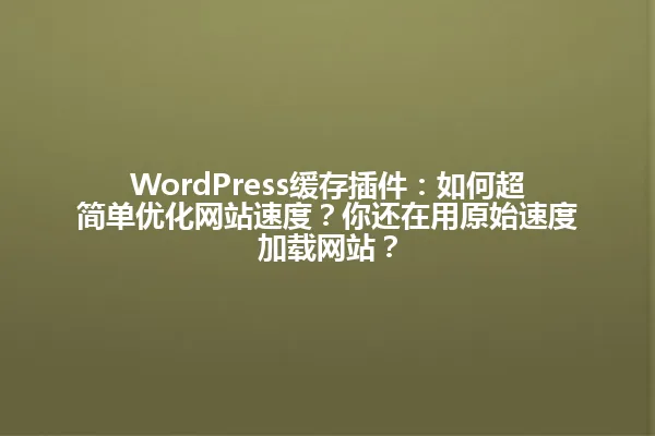 WordPress缓存插件：如何超简单优化网站速度？你还在用原始速度加载网站？ 一