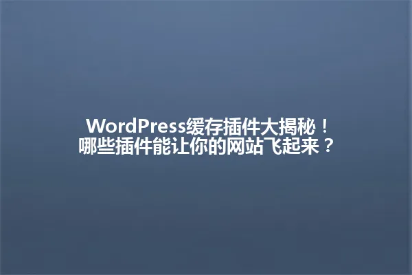 WordPress缓存插件大揭秘!哪些插件能让你的网站飞起来? 一