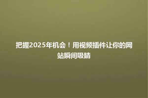把握2025年机会!用视频插件让你的网站瞬间吸睛 一
