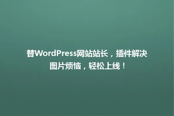 替WordPress网站站长,插件解决图片烦恼,轻松上线! 一