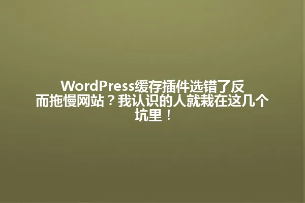 WordPress缓存插件选错了反而拖慢网站?我认识的人就栽在这几个坑里! 一
