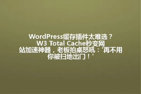 WordPress缓存插件太难选?W3 Total Cache秒变网站加速神器,老板拍桌怒吼:'再不用你被扫地出门!' 一