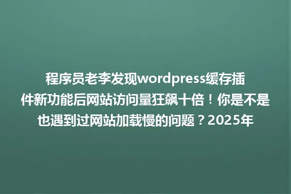 程序员老李发现wordpress缓存插件新功能后网站访问量狂飙十倍！你是不是也遇到过网站加载慢的问题？2025年 一