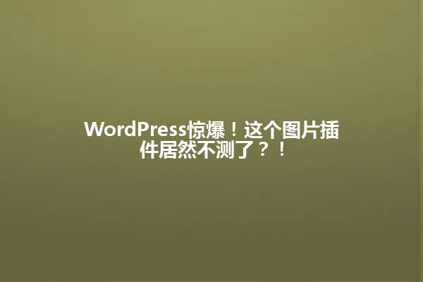 WordPress惊爆!这个图片插件居然不测了?! 一