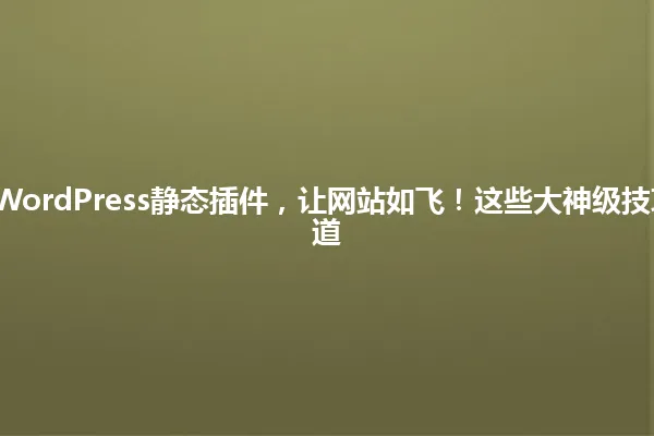2025年掌握WordPress静态插件,让网站如飞!这些大神级技巧你绝对不知道 一