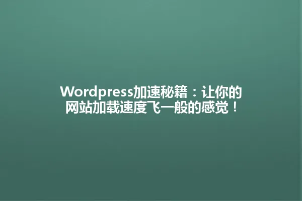 Wordpress加速秘籍:让你的网站加载速度飞一般的感觉! 一