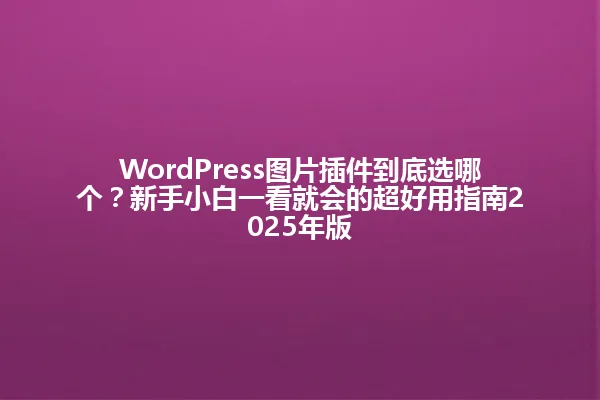 WordPress图片插件到底选哪个?新手小白一看就会的超好用指南2025年版 一