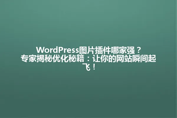 WordPress图片插件哪家强?专家揭秘优化秘籍:让你的网站瞬间起飞! 一