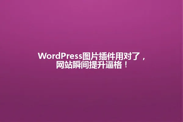 WordPress图片插件用对了,网站瞬间提升逼格! 一