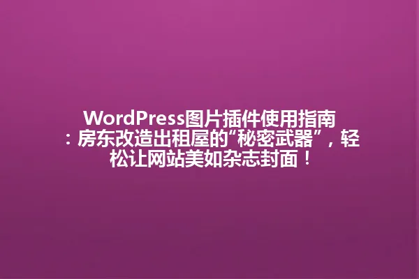 WordPress图片插件使用指南:房东改造出租屋的“秘密武器”,轻松让网站美如杂志封面! 一