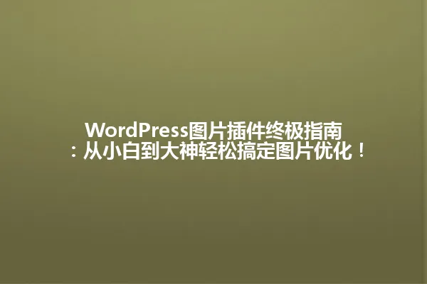 WordPress图片插件终极指南:从小白到大神轻松搞定图片优化! 一