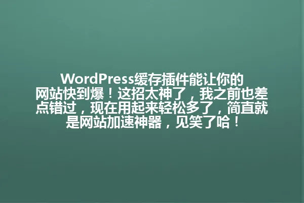 WordPress缓存插件能让你的网站快到爆！这招太神了，我之前也差点错过，现在用起来轻松多了，简直就是网站加速神器，见笑了哈！ 一
