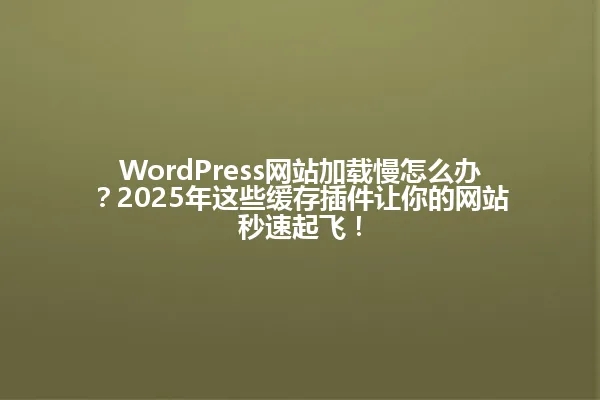 WordPress网站加载慢怎么办?2025年这些缓存插件让你的网站秒速起飞! 一