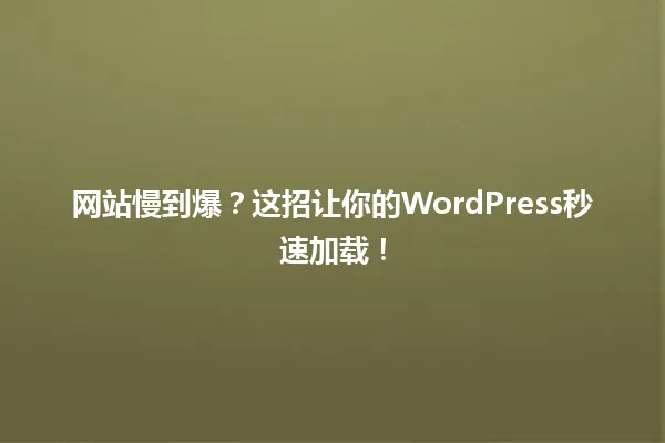 网站慢到爆?这招让你的WordPress秒速加载! 一